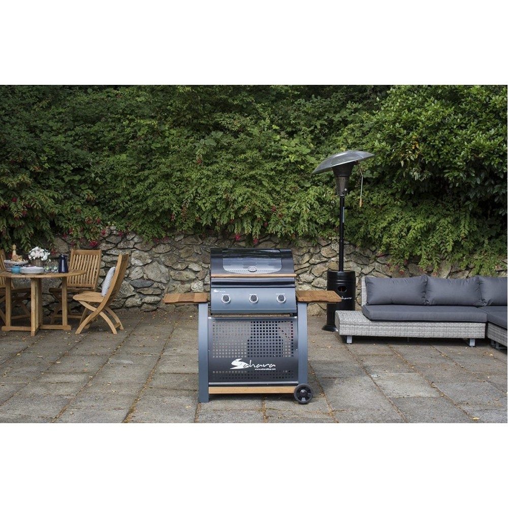 Ψησταριά Υγραερίου Coral Gas Sahara 3 Burner Oak BBQ Smokey Teal